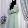 Designer Closed Abaya with Fashionable Cuffed Sleeves & Swarovski Detailing