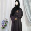 Wine colored abaya with lace and Swarovski detailing